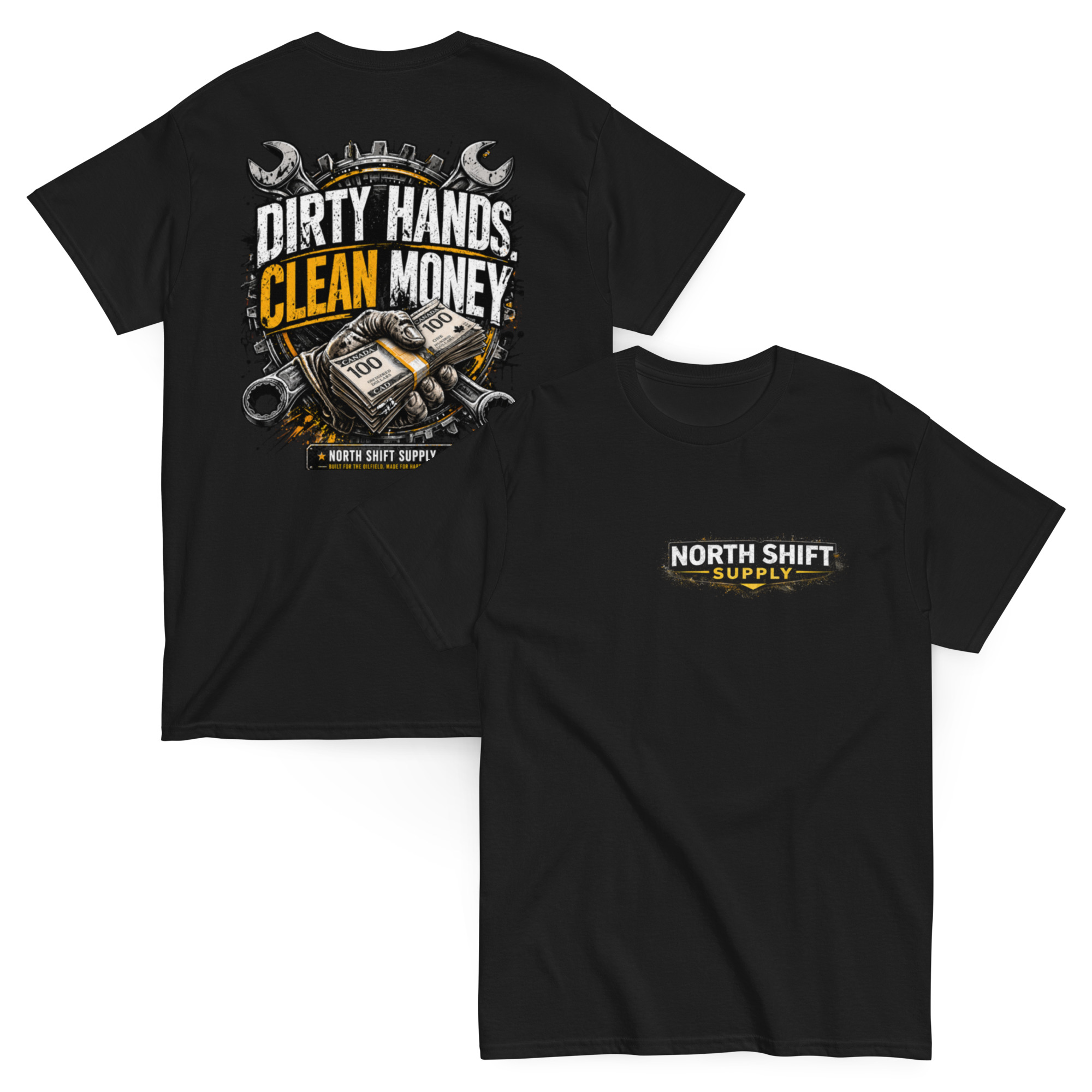 unisex-classic-tee-black-front-and-back-69eea53d98a85.jpg DIRTY HANDS. CLEAN MONEY